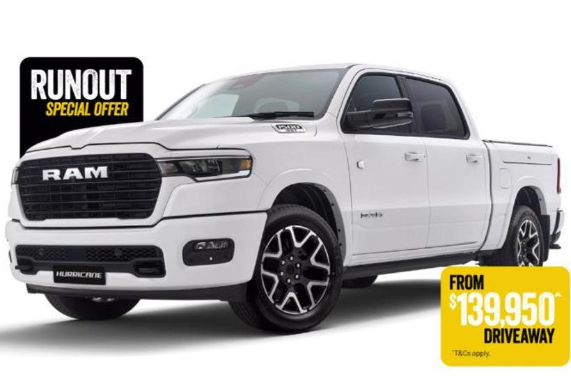 White 2025 RAM 1500 Crew Cab Utility Rebel Hurricane